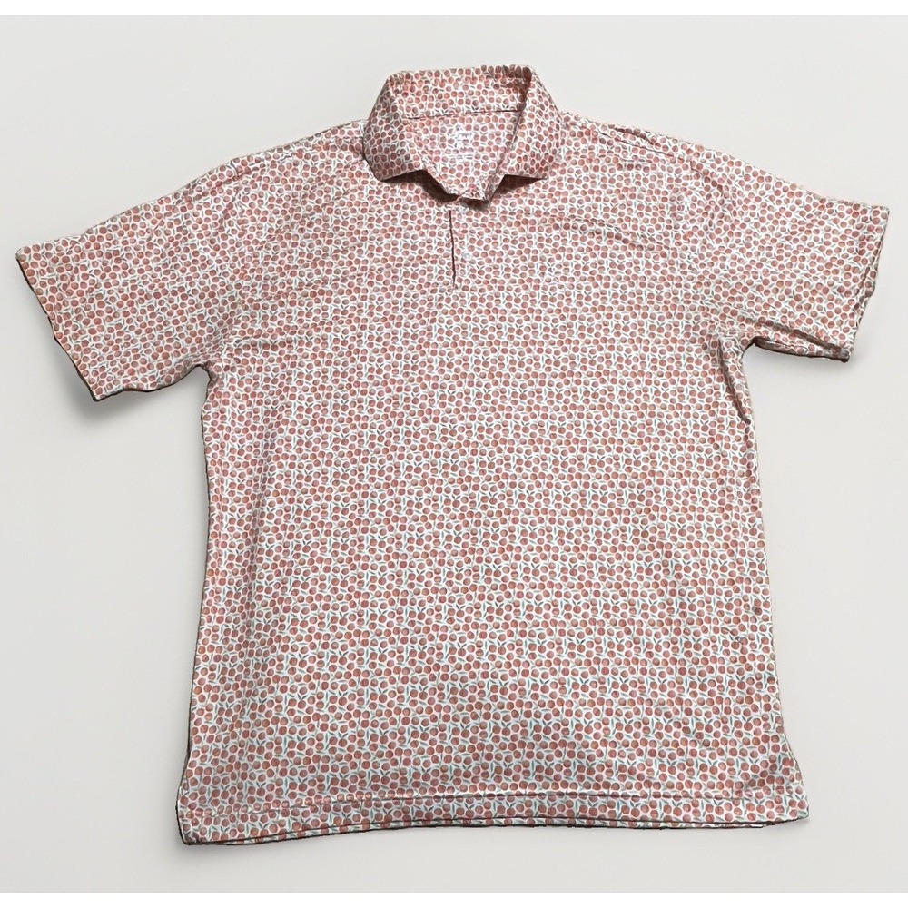 Rhoback Mens Medium M Polo Shirt Short Sleeve Absolute Peach 2.0 Print Golf